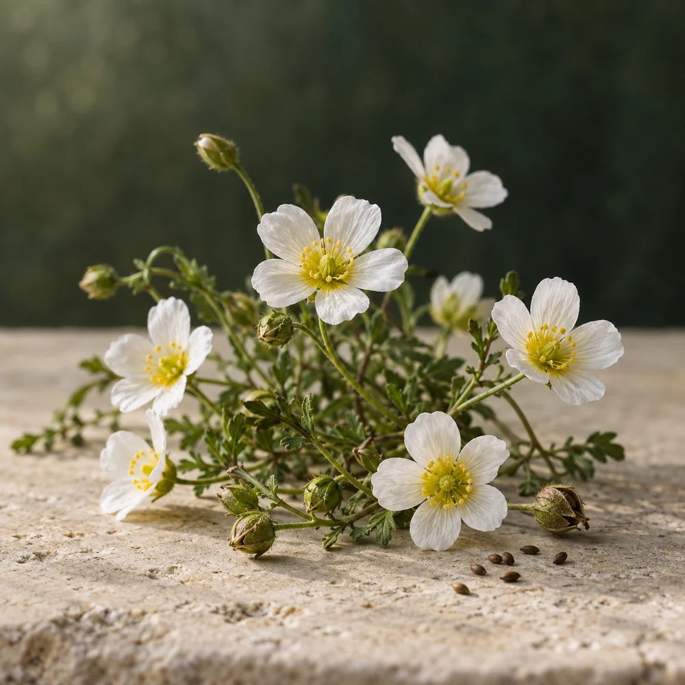 Meadowfoam yağı için temsili botanik kompozisyon
