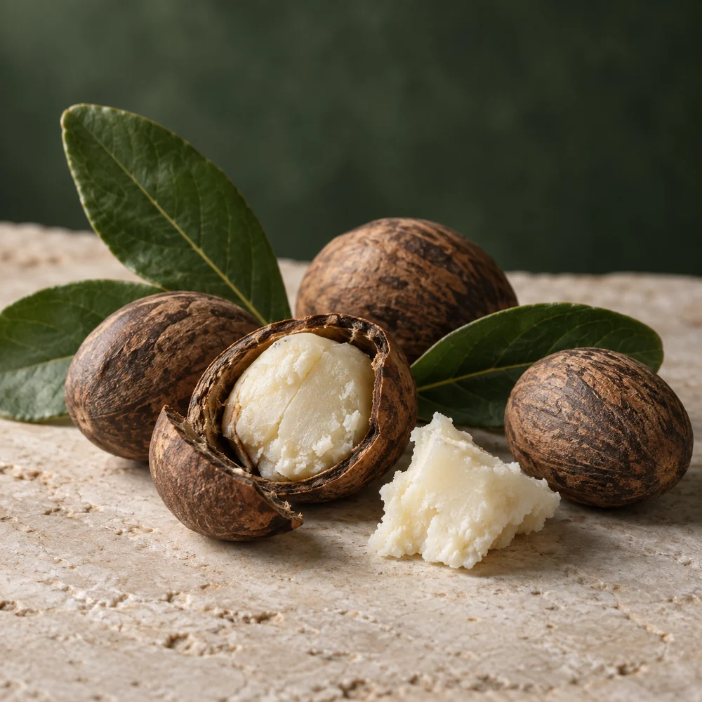 Shea yağı için temsili botanik kompozisyon